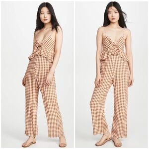 SAYLOR Laken Gingham Jumpsuit In Apricot